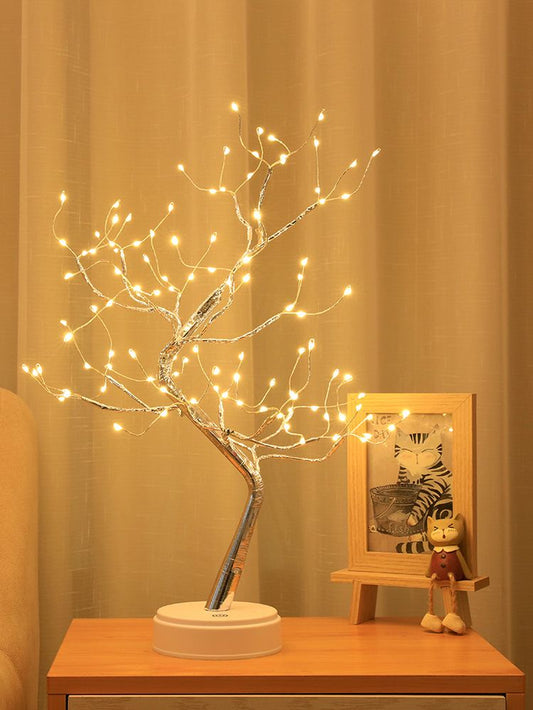 Decorative LED Tabletop Tree Lamp - USB or AA Battery Powered - Bedroom Home Party Decor