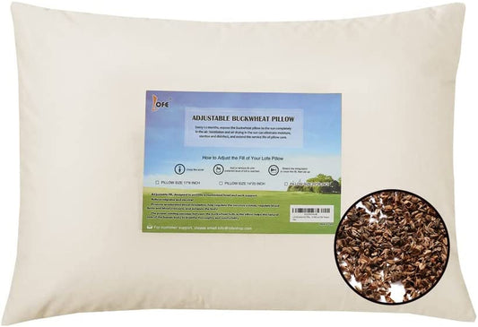 Organic Buckwheat Pillow - Queen Size - Sleep Better! Adjustable Loft, Breathable, Cervical Support